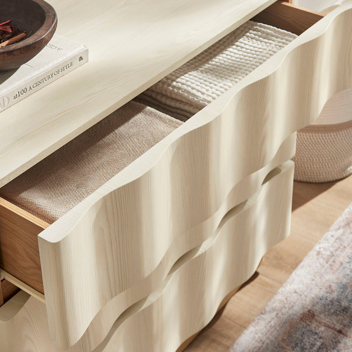 Modway Isola Wavy 3 Drawer Chest in White Light Oak - View 6