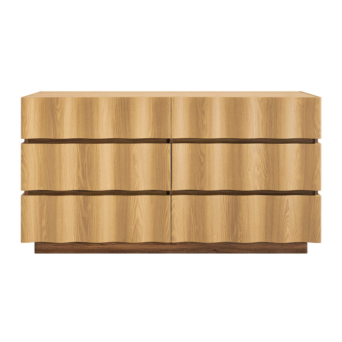 Modway Isola Wavy 6 Drawer Dresser in Light Oak Walnut - View 3