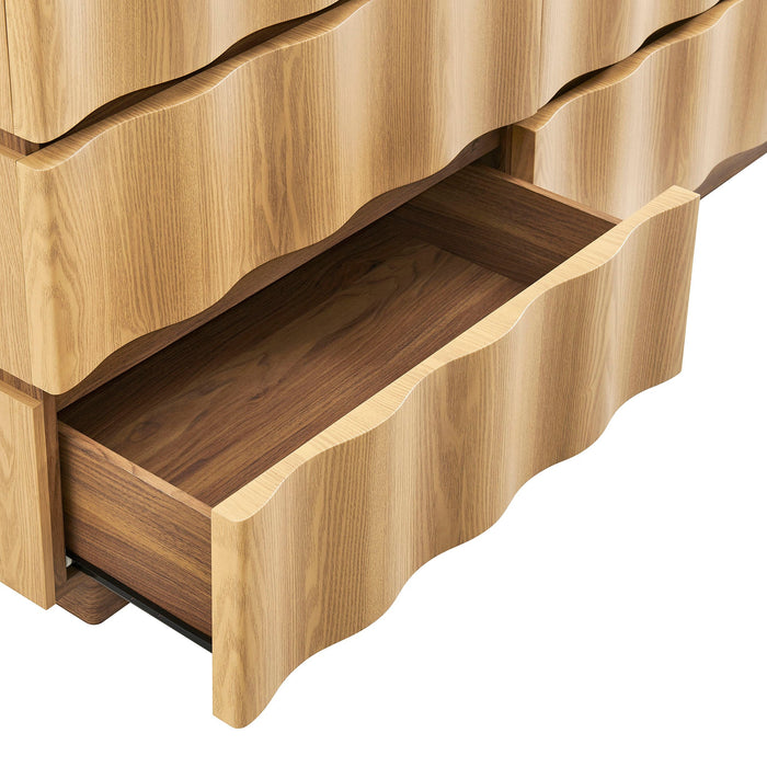 Modway Isola Wavy 6 Drawer Dresser in Light Oak Walnut - View 5