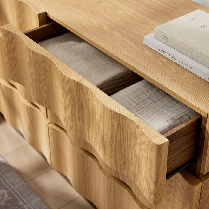 Modway Isola Wavy 6 Drawer Dresser in Light Oak Walnut - View 6