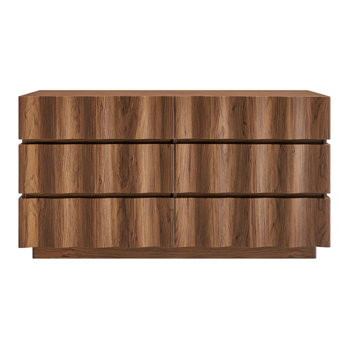 Modway Isola Wavy 6 Drawer Dresser in Walnut - View 3