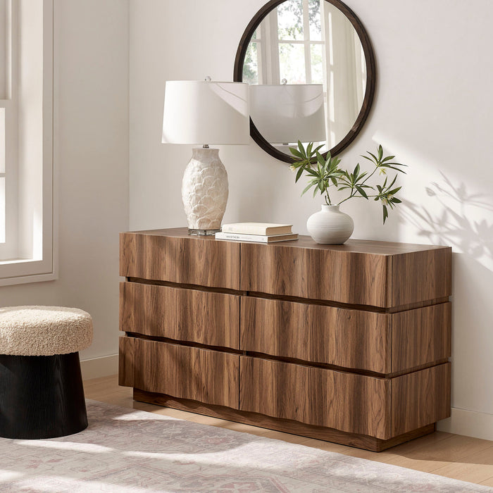 Modway Isola Wavy 6 Drawer Dresser in Walnut - View 7
