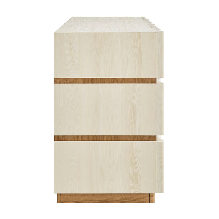 Modway Isola Wavy 6 Drawer Dresser in White Light Oak - View 2