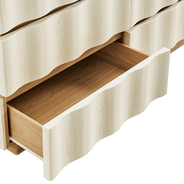 Modway Isola Wavy 6 Drawer Dresser in White Light Oak - View 5