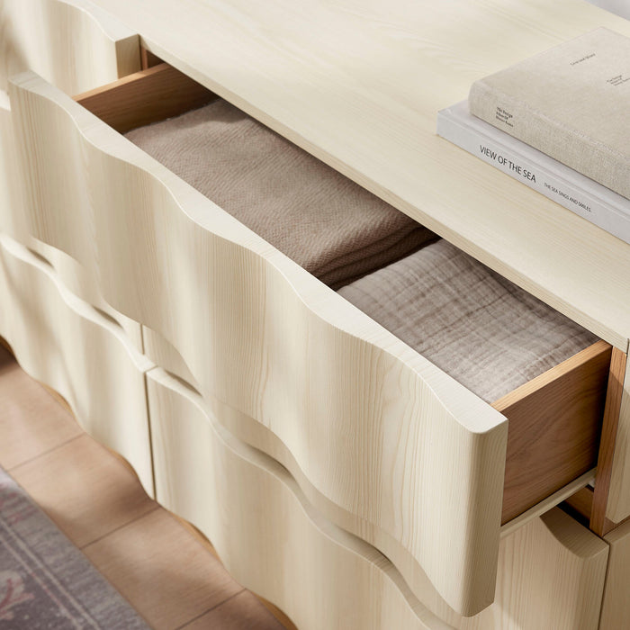 Modway Isola Wavy 6 Drawer Dresser in White Light Oak - View 6