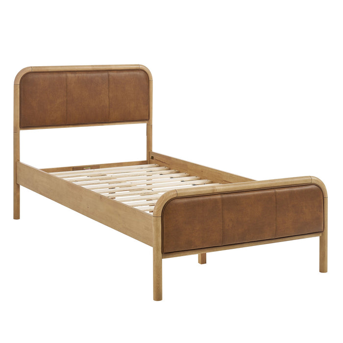 Modway Wexford Vegan Leather Platform Bed in Twin - angled view