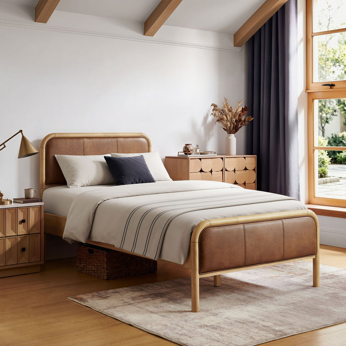 Modway Wexford Vegan Leather Platform Bed in Twin - lifestyle view 58