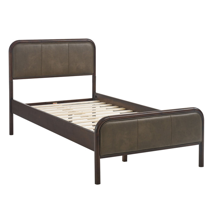 Modway Wexford Vegan Leather Platform Bed in Twin - angled view 13