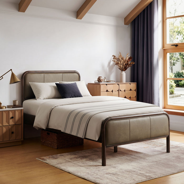 Modway Wexford Vegan Leather Platform Bed in Twin - lifestyle view 61