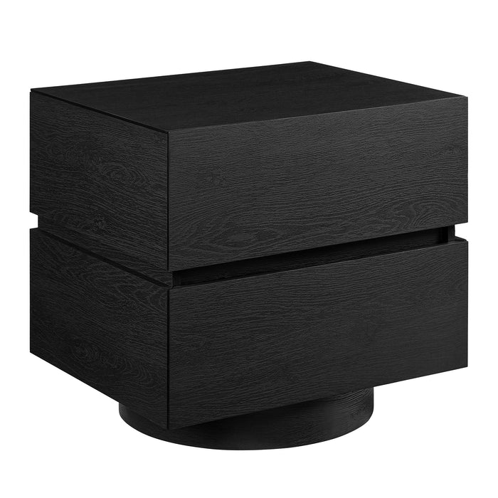 Modway Koval Floating Pedestal 2-Drawer Nightstand in Black - front view