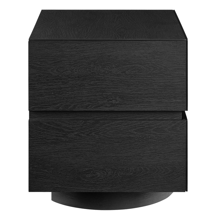 Modway Koval Floating Pedestal 2-Drawer Nightstand in Black - angled view