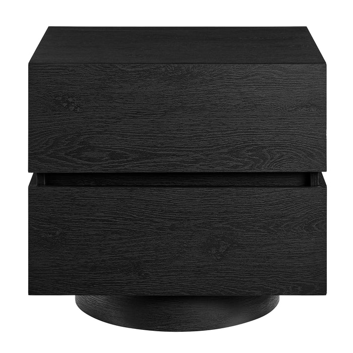 Modway Koval Floating Pedestal 2-Drawer Nightstand in Black - side view