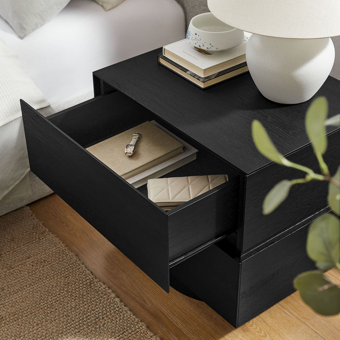 Modway Koval Floating Pedestal 2-Drawer Nightstand in Black - lifestyle view 12