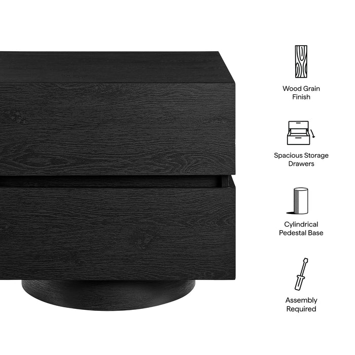Modway Koval Floating Pedestal 2-Drawer Nightstand in Black - dimensions and specifications