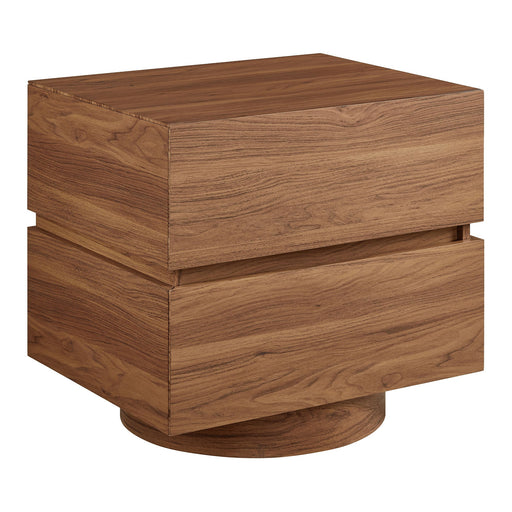 Modway Koval Floating Pedestal 2-Drawer Nightstand in Walnut - front view