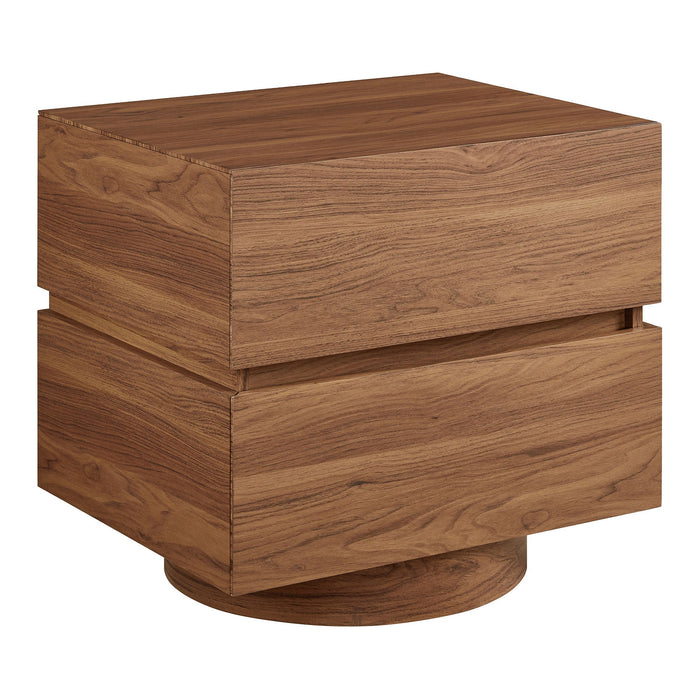 Modway Koval Floating Pedestal 2-Drawer Nightstand in Walnut - front view