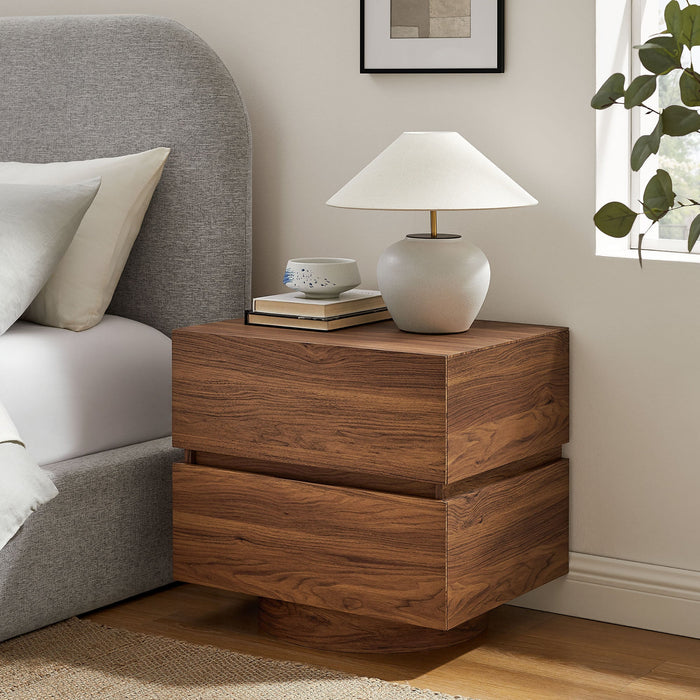 Modway Koval Floating Pedestal 2-Drawer Nightstand in Walnut - lifestyle view 13