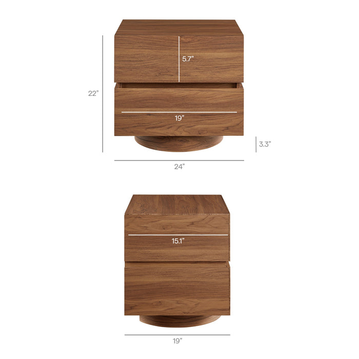 Modway Koval Floating Pedestal 2-Drawer Nightstand in Walnut - dimensions and specifications 16