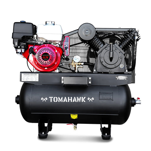 30 Gallon Air Compressor 13HP Honda GX390 Engine Horizontal Tank 24.4 CFM @ 90 PSI Gas-Powered - front view