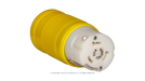 High quality photo of the Marinco 50A twist-lock cord-end with boot removed, photographed by Current Connected