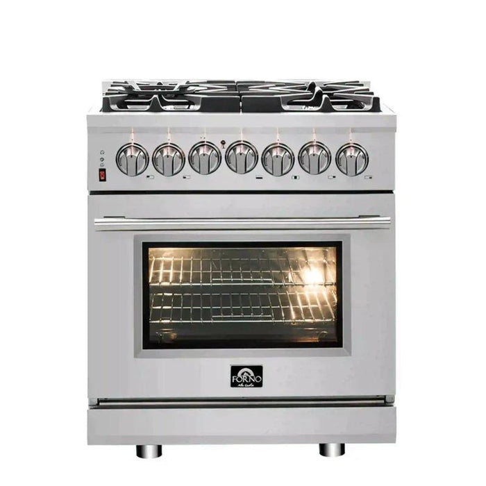 FORNO Massimo 30-Inch Freestanding Dual Fuel Range in Stainless Steel - FFSGS6125-30 FORNO