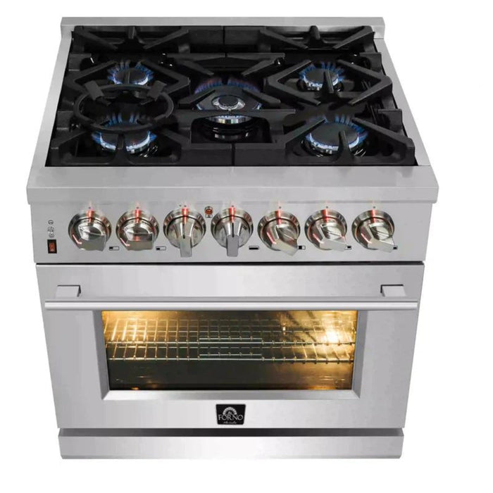 FORNO Massimo 30-Inch Freestanding Dual Fuel Range in Stainless Steel - FFSGS6125-30 FORNO