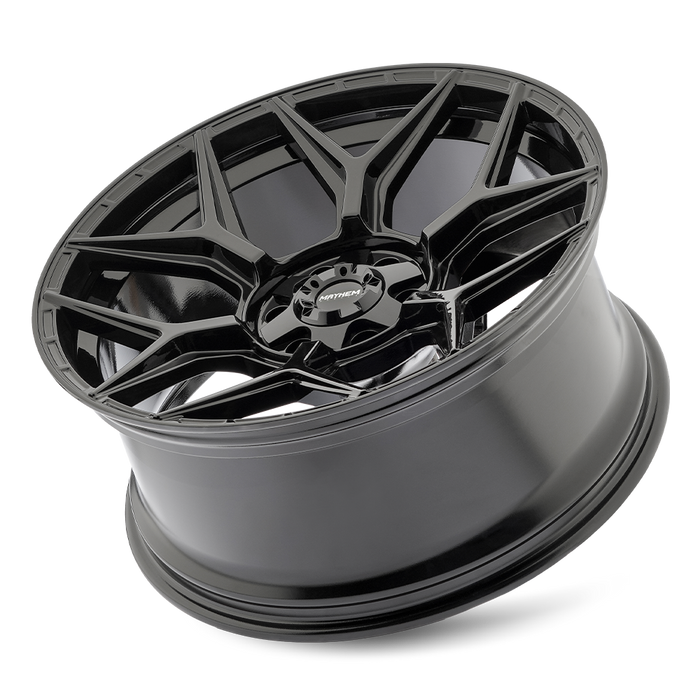 Mayhem 8119 VANQUISH Gloss Black wheel profile view showing -19mm offset