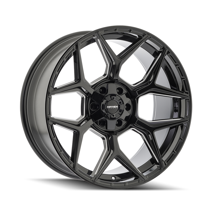 Mayhem 8119 VANQUISH wheel center cap and Gloss Black Milled face detail close up