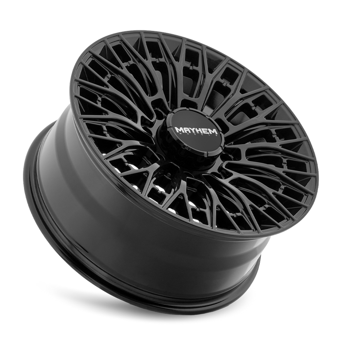 Mayhem 8121 CYCLONE Gloss Black wheel profile view showing -19mm offset