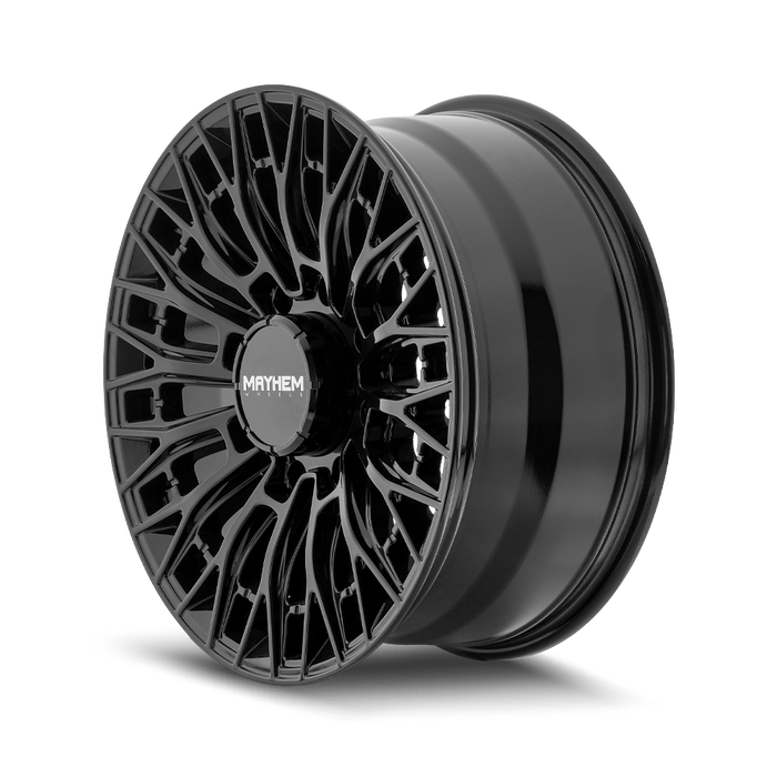 Mayhem 8121 CYCLONE wheel center cap and Gloss Black face detail close up
