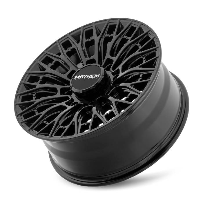 Mayhem 8121 CYCLONE Gloss Black wheels mounted on truck