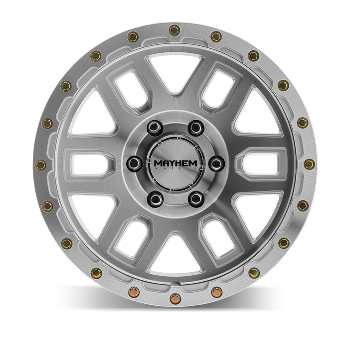 Mayhem Delta Machined with Silver Window wheel angled three quarter view