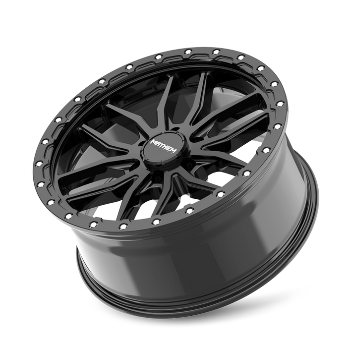 Mayhem 8310 Vector Gloss Black wheel profile view showing lip and spoke depth