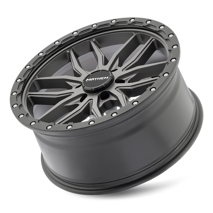 Mayhem 8310 Vector Matte Gunmetal Black Lip wheel profile view showing lip and spoke depth