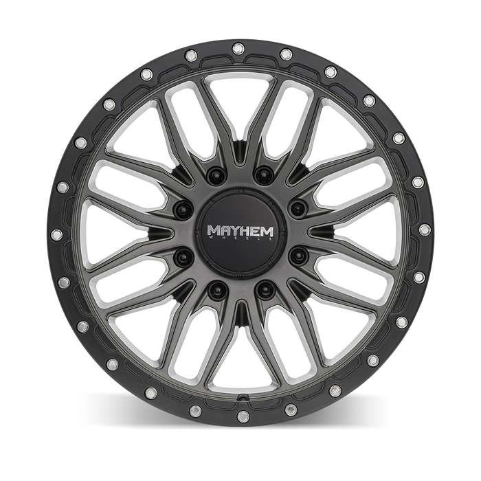 Mayhem 8310 Vector Matte Gunmetal Black Lip wheel mounted on a truck