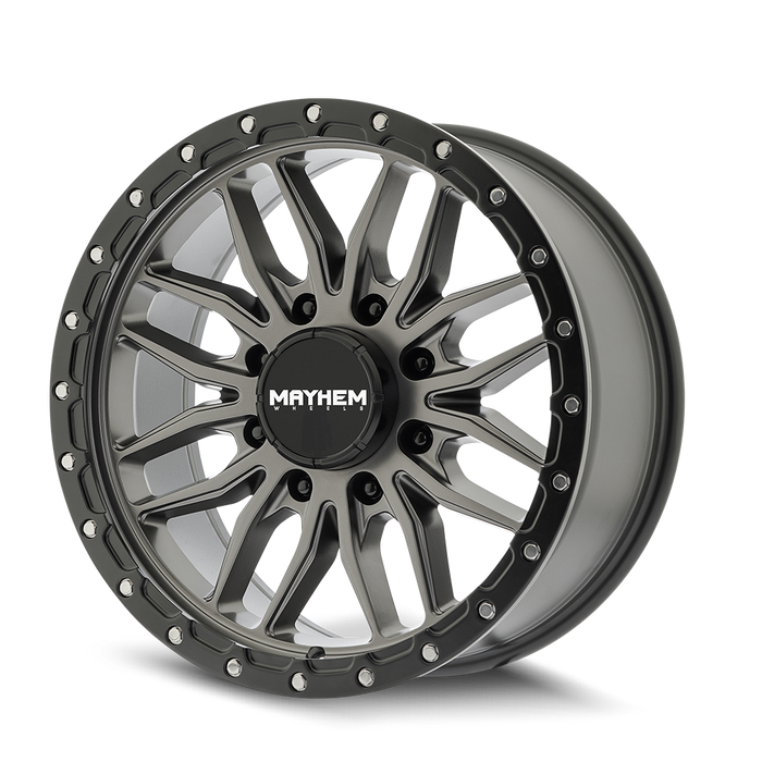 Mayhem 8310 Vector Matte Gunmetal Black Lip wheel angled three quarter view view 8