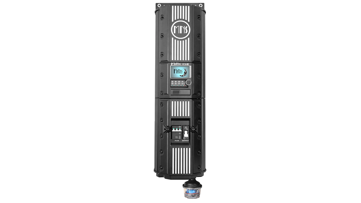 High quality photo of the MidNite Solar - MNHAWKESBAY120-PW - Hawke's Bay 120 Charge Controller + E-panel (Pre-wired) - Front View. Photographed provided by vendor.