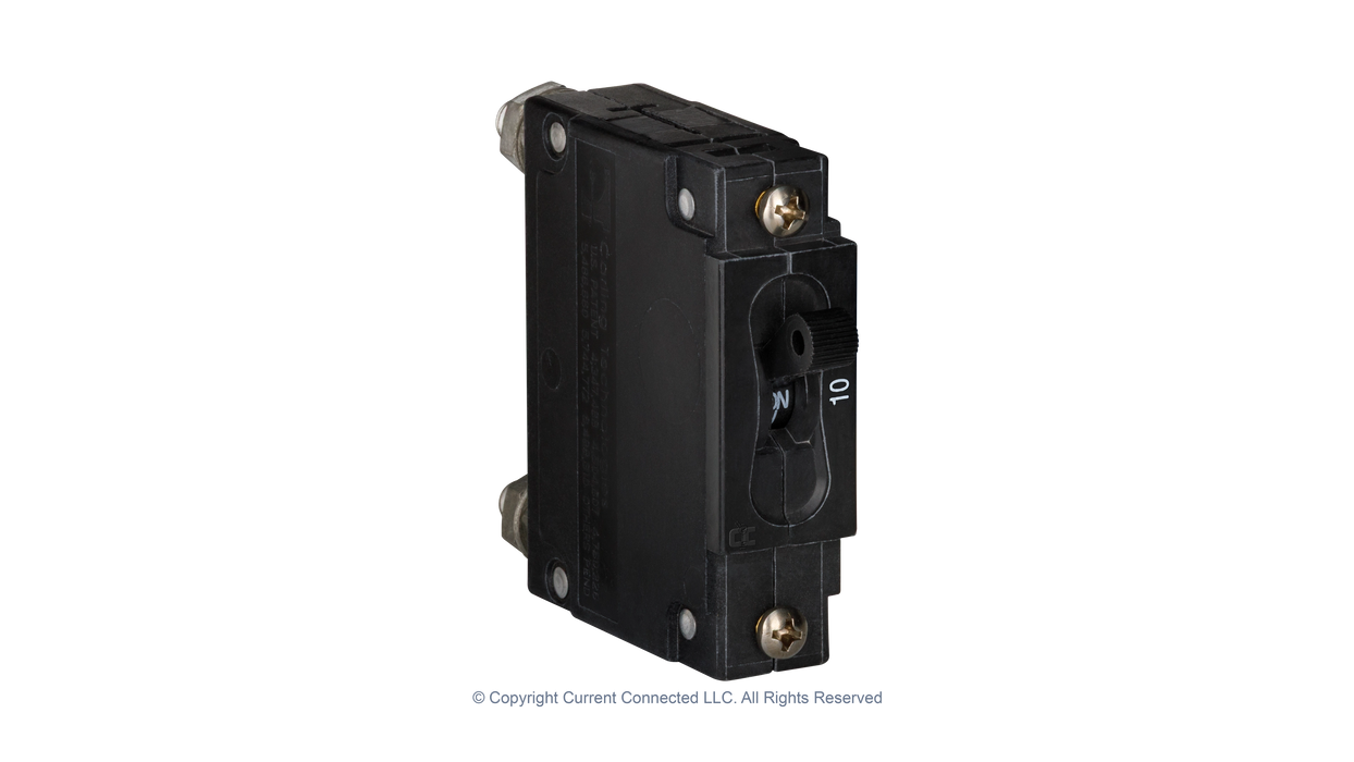 High quality photo of the Midnite Solar - MNEDC10 - 150VDC 120Vac Non-Polarized Panel Mount Breakers 10A. Photographed by Current Connected.