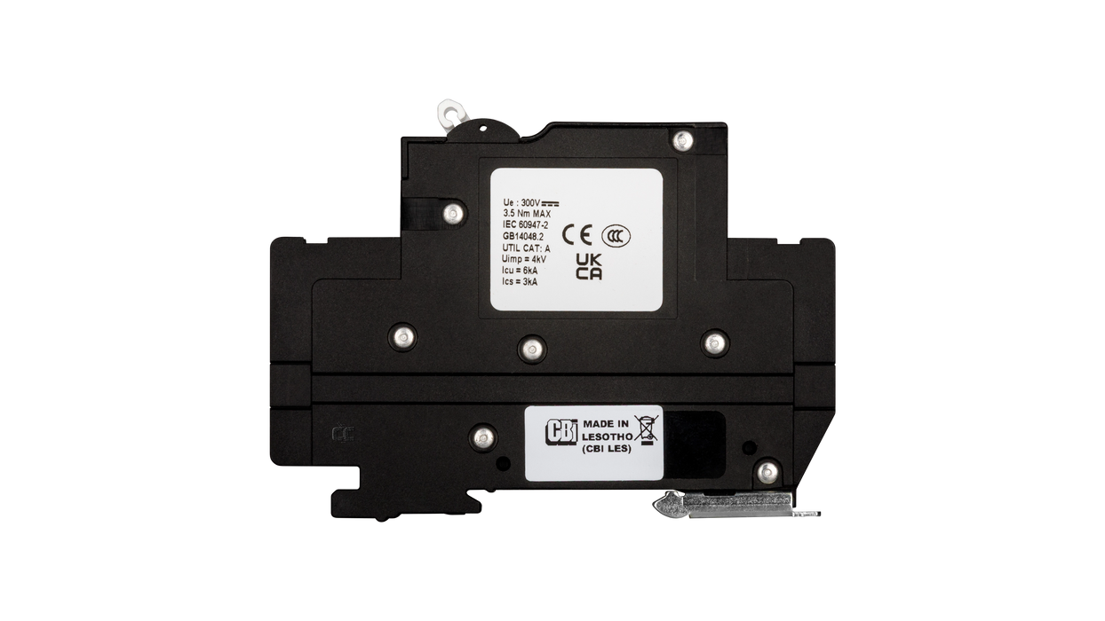 High quality photo of theMidnite Solar - MNEPV20-300-1PP - MidNite Solar MNEPV 300Vdc Din-Rail Mount Polarized Breakers 20A - Side View . Photographed by Current Connected