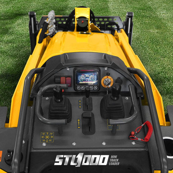 Mini Skid Steer Stand On Compact Track Loader ( 4 in 1 bucket included ) with 25HP KUBOTA D1105 Diesel Engine,  Common Industry Interface (CII),  CROBA  STL1000