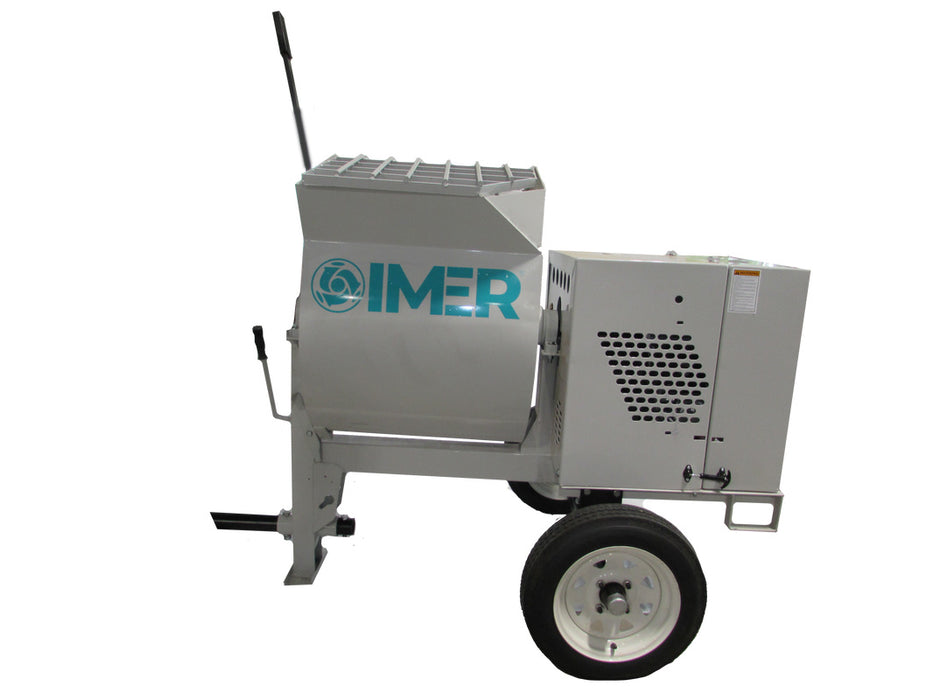 IMER HSM 8 Towable 8 cu ft Horizontal Shaft Mortar Mixer – Side (Gas Engine)