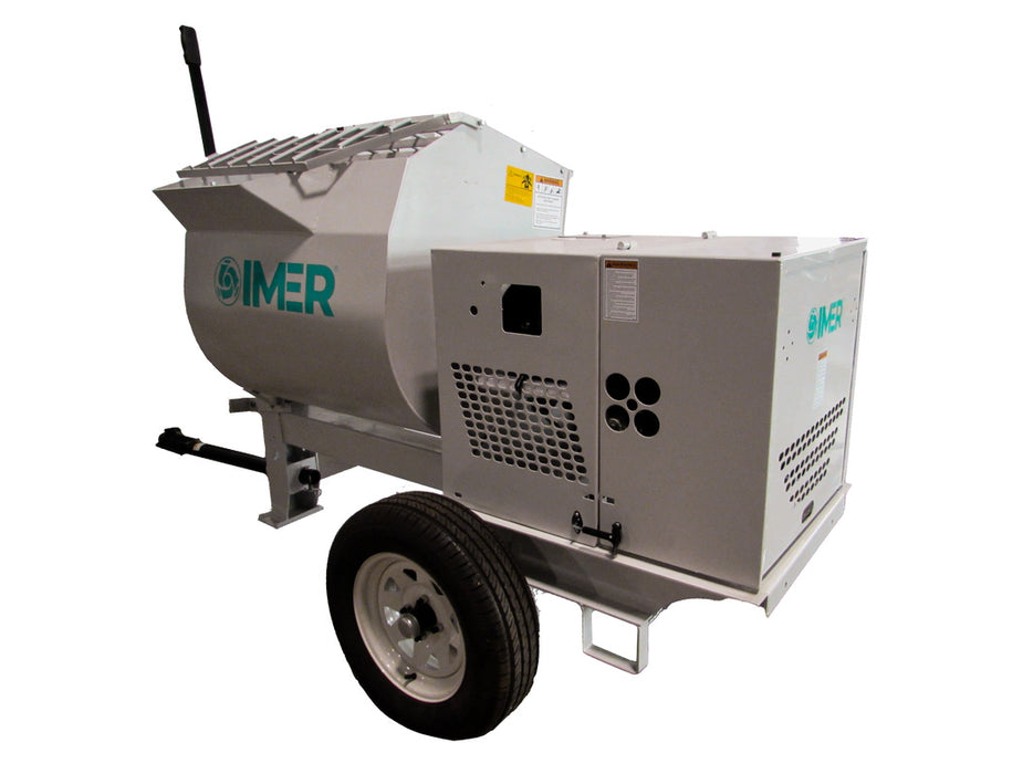 IMER HSM 12 Towable 12 cu ft Horizontal Shaft Mortar Mixer – Back (Gas Engine)