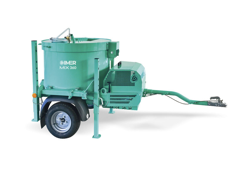 IMER Mix 360 Plus Towable Vertical Shaft Mortar Mixer – 9 cu ft Batch (Honda GXV390 Gas)