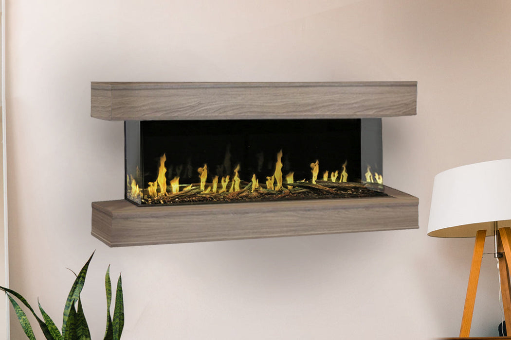 Modern Flames Orion Multi 88'' Heliovision Electric Fireplace Wall Mount Studio Suite | Coastal Sand Modern Flames