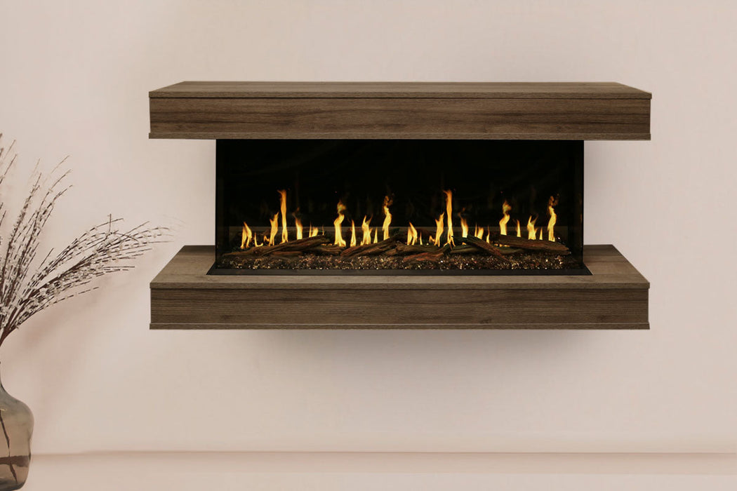 Modern Flames Orion Multi 73'' Heliovision Electric Fireplace Wall Mount Studio Suite | Weathered Walnut Modern Flames