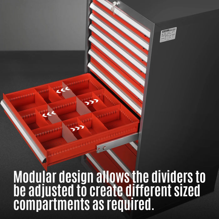 Heavy Duty Modular Drawer Cabinet - 10 Drawer,  59" H x 28.5" W x 28.5" D Tool Storage Organizer,  Steel Construction