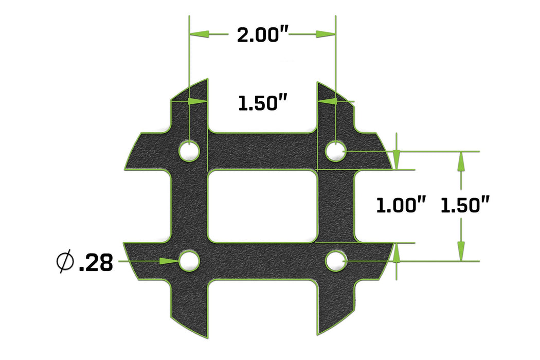 DV8 Offroad Universal Molle Adjustable Antenna & Whip Mount – dimensions diagram, image 17 of 17