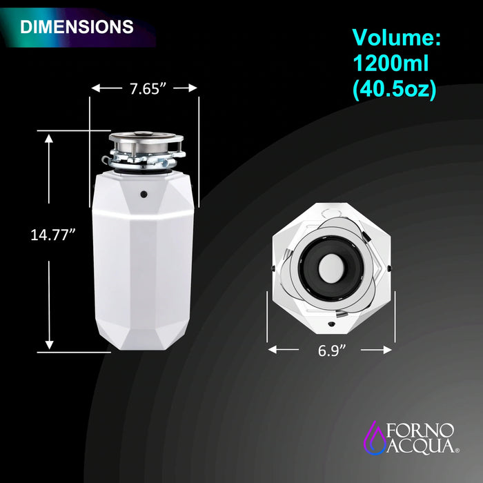 Forno Acqua BrightDiamond Moonstone 3/4HP Super Quiet Garbage Disposal Corded with Motion... Kitchen Appliance - View 9