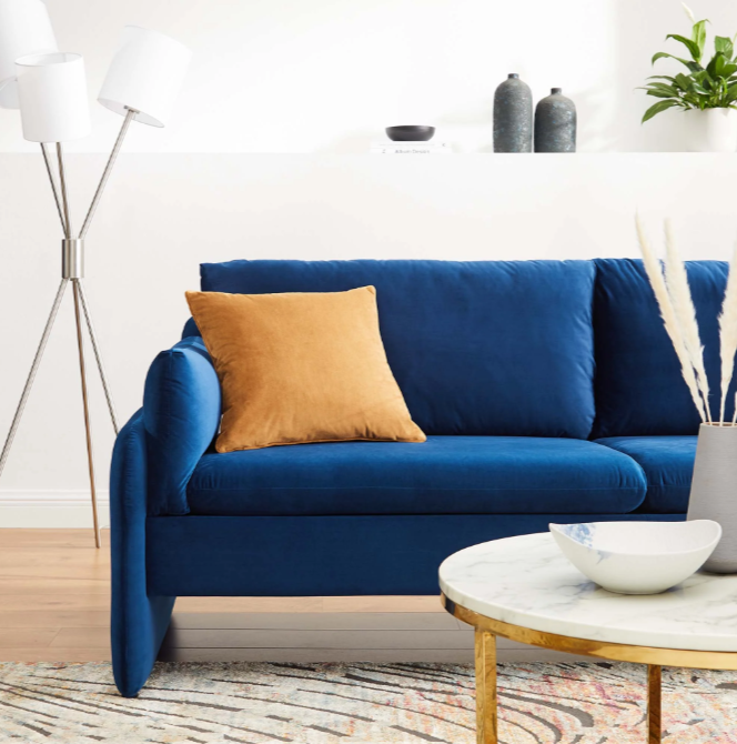 Indicate Performance Velvet Sofa in Navy