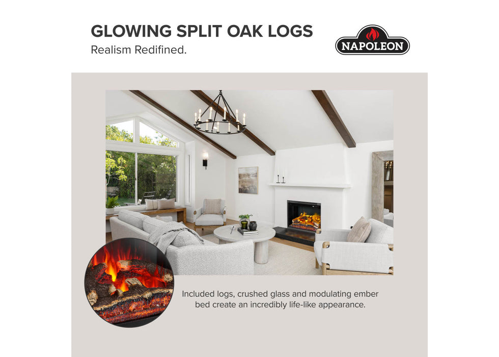 Napoleon Rosedale Electric 2 built-in electric fireplace insert feature infographic 2